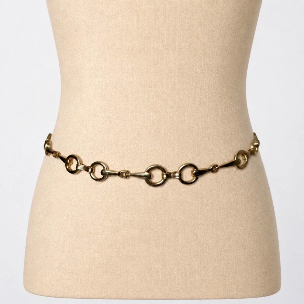 Chunky Horsebit Gold Chain Belt Equestrian vintage womens statement belt